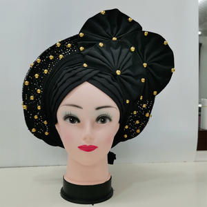 Turban en velours Aso Oke pour femmes, bonnet musulman, foulards islamiques, turban Aso Oke - Product Image 2