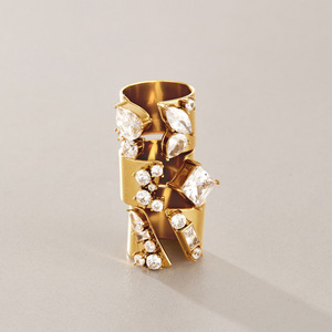 Anello con Zirconi Baguette e Pietra a Goccia per Donne, Bracciale Aperto Dorato, Tre Paia di Gioielli Scintillanti ed Eleganti, Regalo per Uso Quotidiano - Product Image 3