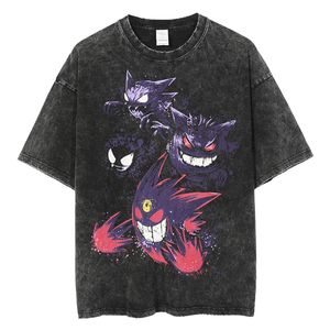 T Shirts Manufacturers China Customized Heavy Cotton Acid Wash Vintage Graphic Anime T-shirt Men