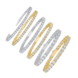 J&C Envío Gratis Pulsera de Cadena de Tenis Clásica para Hombre de Plata de Ley 925 con Moissanita de Corte Brillante Redondo de 3MM 4MM 5MM - Product Image 4