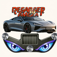 Nouvelle lumière LED solaire transfrontalière LEMOMBO pour voiture, effet œil de démon, décoration de fenêtre triangulaire, lumière d'ambiance, lumière respirante, sans câblage requis