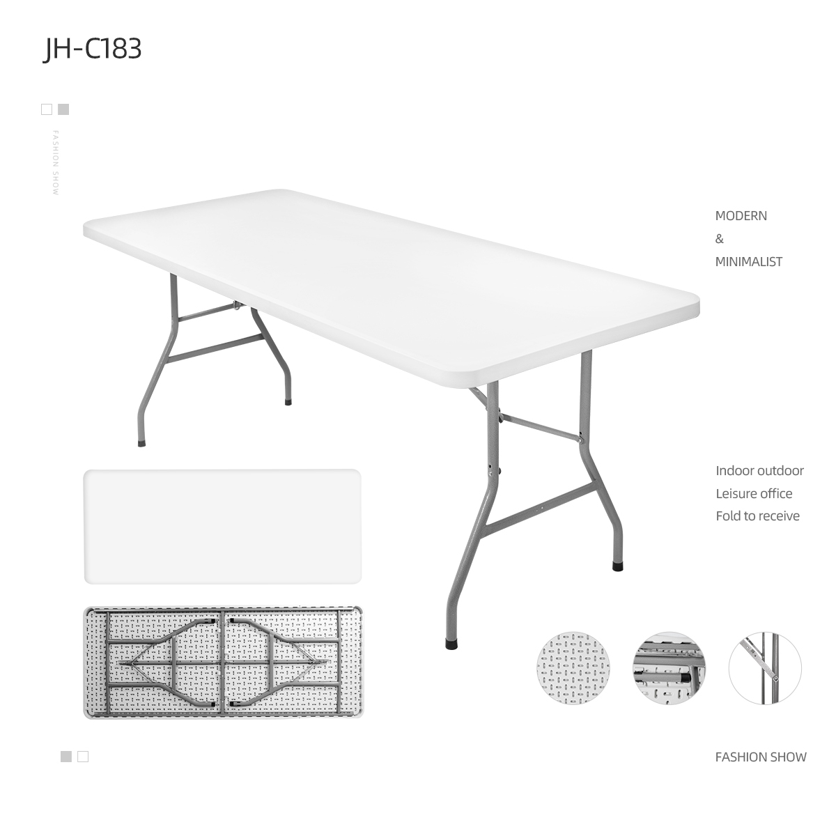 Mesa rectangular de trabajo pesado para acampada, mesa de cerdas para cámping, 6 pies, 8tf