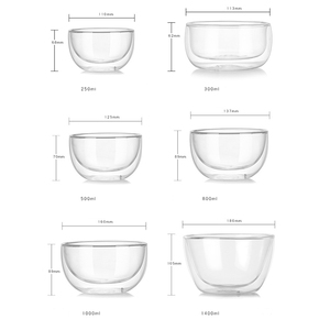 Insalatiera di frutta in vetro trasparente a doppio strato resistente al calore soffiato a mano decorativo per <span class=keywords><strong>Bar</strong></span> ristorante di casa - Product Image 6