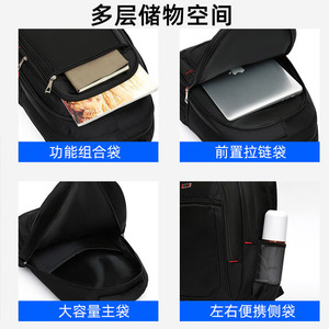 Laptop <b>Backpack</b> <b>Large</b> <b>Capacity</b> Lightweight Business Travel Men Solid Color Shoulder Straps Spring 2024 - Product Image 4