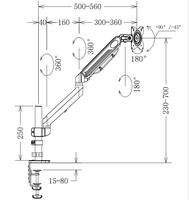 Nouveau costume à bras unique de montage de moniteur de ressort à gaz économique pour 13-32 ''écran 12kgs gestion de câble de chargement Max pour le bureau/la maison
