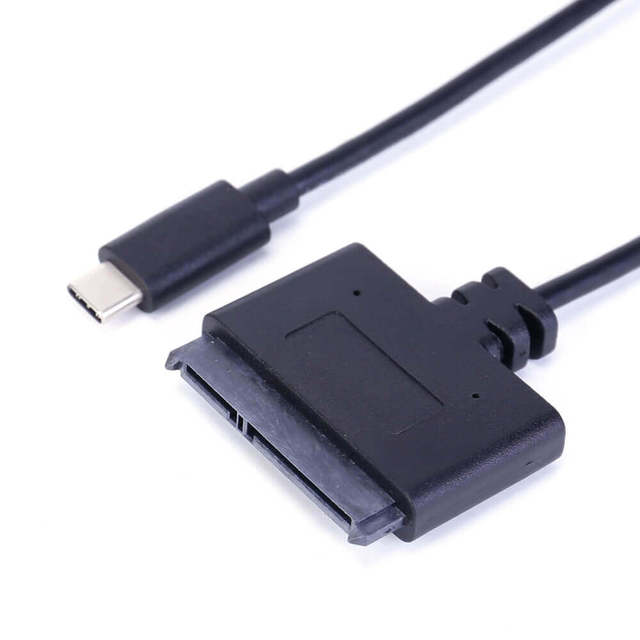 USB-C to SATA Adapter Cable 0.3M ASM1153E Chip 6Gbps SATA III to USB 3.2 Gen1 UASP Black for 2.5" HDD SSD