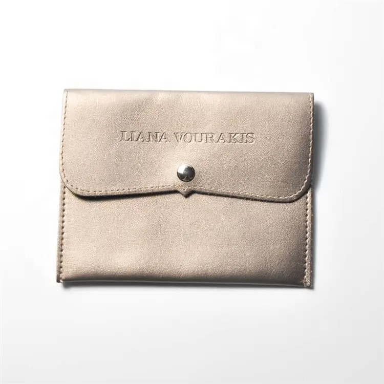 Chuanghua Customize Luxury Logo Genuine Leather Flat Gift Bag Jewelry Envelope Pouch