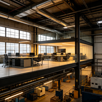Bâtiment de bureaux industriel préfabriqué avec mezzanine, structure en acier personnalisable en termes de portée et de hauteur, installation rapide, pour l'exportation mondiale