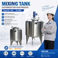 Cuve de mélange en acier inoxydable Ace personnalisée avec chauffage à double enveloppe, capacités 50L, 100L, 200L, 500L, 1000L, 2000L, 3000L, 5000L
