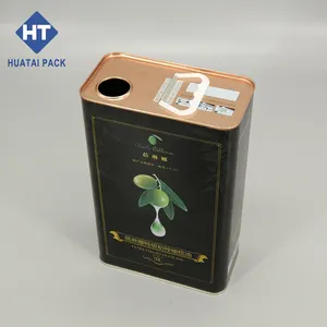 Latas de lata de aceite de oliva con impresión de logotipo personalizado, caja de lata rectangular, latas metálicas de lata de aceite de oliva de grado alimenticio