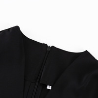 Robe décontractée sexy pour femmes Enyami, collection printemps romantique, manches longues bouffantes, taille haute, col en V, coupe trapèze, noire