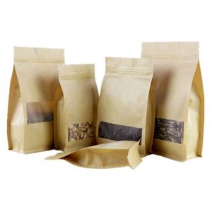 Sac en papier kraft brun avec fermeture éclair noire, écologique, 10x20cm, vente en gros, pack promotionnel - Product Image 4