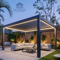Pergola en aluminium 3x3m à toit à lames motorisées, ouverture électrique, imperméable, pour terrasse de villa moderne, prix abordable, directement de l'usine