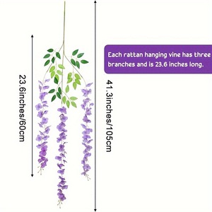 Guirlande de glycine artificielle Ning Chen, 23,6 pouces, fleurs violettes suspendues, pour décoration de mariage et d'hôtel - Product Image 1