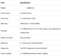 Nouveau serveur rack 2U X-Fusions 2288H V6 avec 12 baies 3,5 pouces, 2x5320, 12x32G, 480G SSD, 5x25G, double port NIC, extension complète, alimentation double 900W