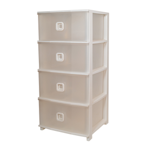 Pratika Plus Mueble de Almacenamiento con 4 Cajones 375x370x800mm Organizadores de Plástico Blanco - Product Image 1
