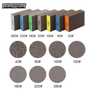 Bloc de ponçage <span class=keywords><strong>double</strong></span> face humide/sec, éponge abrasive souple, plaque en mousse, dureté moyenne, feuille de papier abrasif carrée, forme rectangulaire - Product Image 5