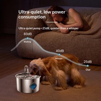 Fontaine à eau pour animaux de compagnie en acier inoxydable rond durable de 3,2 litres avec prise 3 en 1 pour chats et chiens