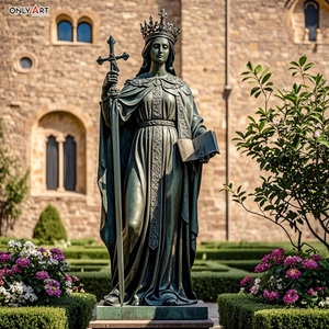 Fundido en bronce Enfermedad <span class=keywords><strong>mental</strong></span> Patron Saint Wears Royal and Lily Crown Holding Bible and Sword Life Size St Dymphna Estatua de latón - Product Image 5