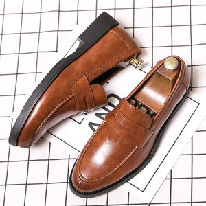 Zapatos Oxford Formales Británicos Retro de Primera Capa con Parte Superior de Malla de Tela Brillante de Alta Calidad, Estilo Casual de Negocios para Otoño, Punta Redonda, Suela Gruesa para Hombre - Product Image 3