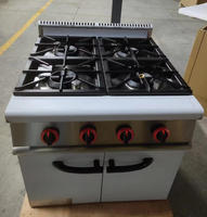 Estufa de Gas Compatible con GLP de 4 Quemadores, Construcción de Acero Inoxidable, 16kW, Niveles de Potencia Ajustables, Uso Comercial en Cocina, Protección Contra Fallos de Llama