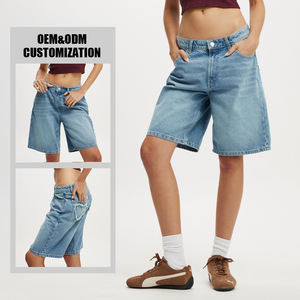 Haute qualité poids lourd été bleu lavé Denim Cargo bouton matériel sport femmes Jeans <span class=keywords><strong>court</strong></span> <span class=keywords><strong>Jean</strong></span> <span class=keywords><strong>Court</strong></span> Femme - Product Image 2