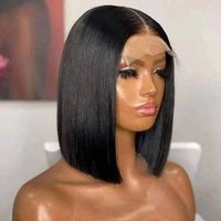 Nouvelle Arrivée en Gros Perruques Courtes Droites M Lagos Hairline Bob en Cheveux Humains avec Dentelle HD 13x4 pour Femmes Noires
