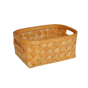Wooden chip woven rattan clothes storage box basket hotel kitchen storage display basket for sundries