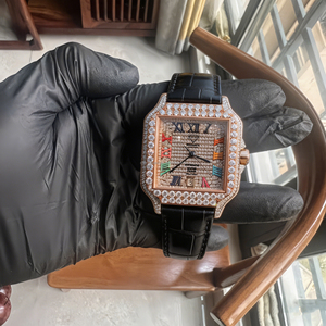 Nuevo Reloj Mecánico para Hombre con Correa de Cuero, Bisel con Incrustaciones de Moissanita VVS1, Resistente al Agua - Product Image 2