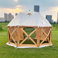 Tenda Camping Keluarga Besar 8-10 Orang Lipat Mewah Empat Musim, Anti Air 1000-1500mm, Kain Oxford 210D, Rangka Besi
