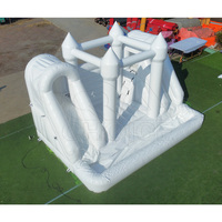 Château gonflable commercial en PVC blanc avec double toboggan, écologique, pour mariages et cérémonies