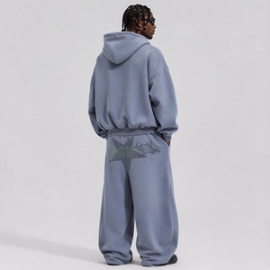 Conjunto de sudadera con capucha y pantalones deportivos bordados personalizados para hombre, conjunto de dos piezas estilo streetwear. - Product Image 2