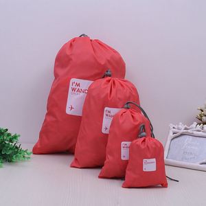 Ensemble de 4 sacs de rangement pliables en polyester avec cordon de serrage pour vêtements, chaussures, voyage, extérieur, armoire, chambre à coucher - Product Image 6