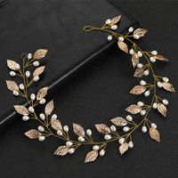 Exclusif pour l'exportation : Bandeau de cheveux flexible fait main en fil d'or et perles, accessoire de coiffure pour mariée et mariage