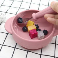 Bol d'alimentation pour enfants en silicone, résistant aux morsures, à forte aspiration, avec doubles poignées en forme de citrouille, récipient alimentaire pour bébés