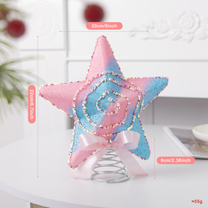 Hiasan Puncak Pohon Natal Busa Candy Land, Glitter Pastel, Taburan, Pita, Dekorasi Puncak Pohon Natal - Product Image 1