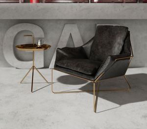 Oulunmei oro nero luce di cuoio di lusso arte singolo semplice pigro lettino piccola famiglia semplice e moderno di arte del ferro divano sedia - Product Image 2