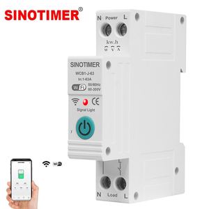 Sinotimer Bộ ngắt mạch đo năng lượng Wifi 1P WCB1-J-63 Trắng j-type 18mm siêu mỏng 63A 90-300V hẹn giờ + bảo vệ + Đồng hồ - Product Image 1