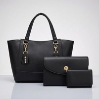 Set Tas Tangan Wanita Hitam Elegan 3 Buah, Bahan Kulit PU Premium dengan Hiasan Rumbai dan Set Dompet Clutch Senada