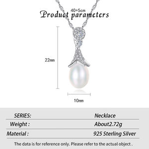 Collar de Perlas de Agua Dulce de 9-9.5mm con Circonitas, Plata de Ley S925, Joyería de Alta Calidad para Mujer, Venta al por Mayor - Product Image 6