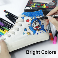 Stylos marqueurs pour tissus imperméables, 12/24/36 couleurs, peinture artistique, coloriage, bricolage, ensemble de marqueurs pour affiches à l'aquarelle