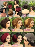 Perruque courte bouclée Bob Pixie Cut avec grand pour dentelle frontale 13x4 5x5 bouclée Bob nœuds blanchis cheveux de bébé