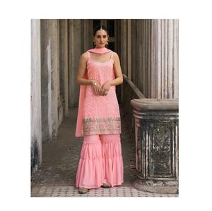 Costume Sharara en fausse Georgette non cousu de qualité pour filles, vêtements de fête parfaits disponibles à un prix abordable - Product Image 1