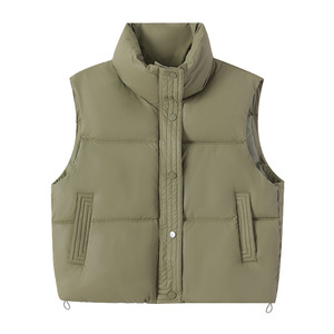 <b>Women</b> Stand Collar Puffer Vest Quilted Down <b>Waistcoat</b> Zipper Outerwear for Autumn Winter Casual Wear Quilted Padded Gilet High - Product Image 1