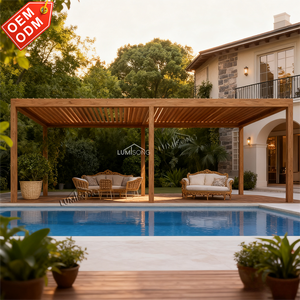 Pavillon en aluminium avec revêtement en poudre sur mesure, pergola, toit rétractable, imperméable, résistant à la pourriture, pour la décoration de <span class=keywords><strong>jardin</strong></span> au bord de la piscine - Product Image 4