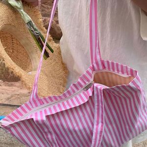 Sac fourre-tout en toile rayé personnalisé, écologique, grande capacité, sac de shopping en coton avec poignées en coton - Product Image 6