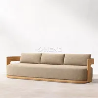 Canapé d'extérieur en teck contemporain de luxe, mobilier de jardin haut de gamme en forme de L pour hôtels