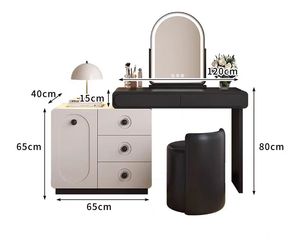 Franse Crèmekleurige Kaptafel Klein Appartement Huis Houten Spiegellicht Kaptafel <span class=keywords><strong>Make</strong></span>-Up Tafelset - Product Image 5