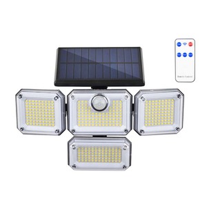 Lampe murale solaire de jardin à 4 têtes sé<span class=keywords><strong>par</strong></span>ées, 333 LED, avec 3 modes d'éclairage et télécommande, indice de protection IP67 - Product Image 2