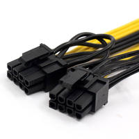 كابل PCI Express PCIe نحاسي نقي 18AWG، موصل أنثى 6 سنون إلى موصل ذكر مزدوج 8 سنون (6+2) لبطاقات الرسومات GPU